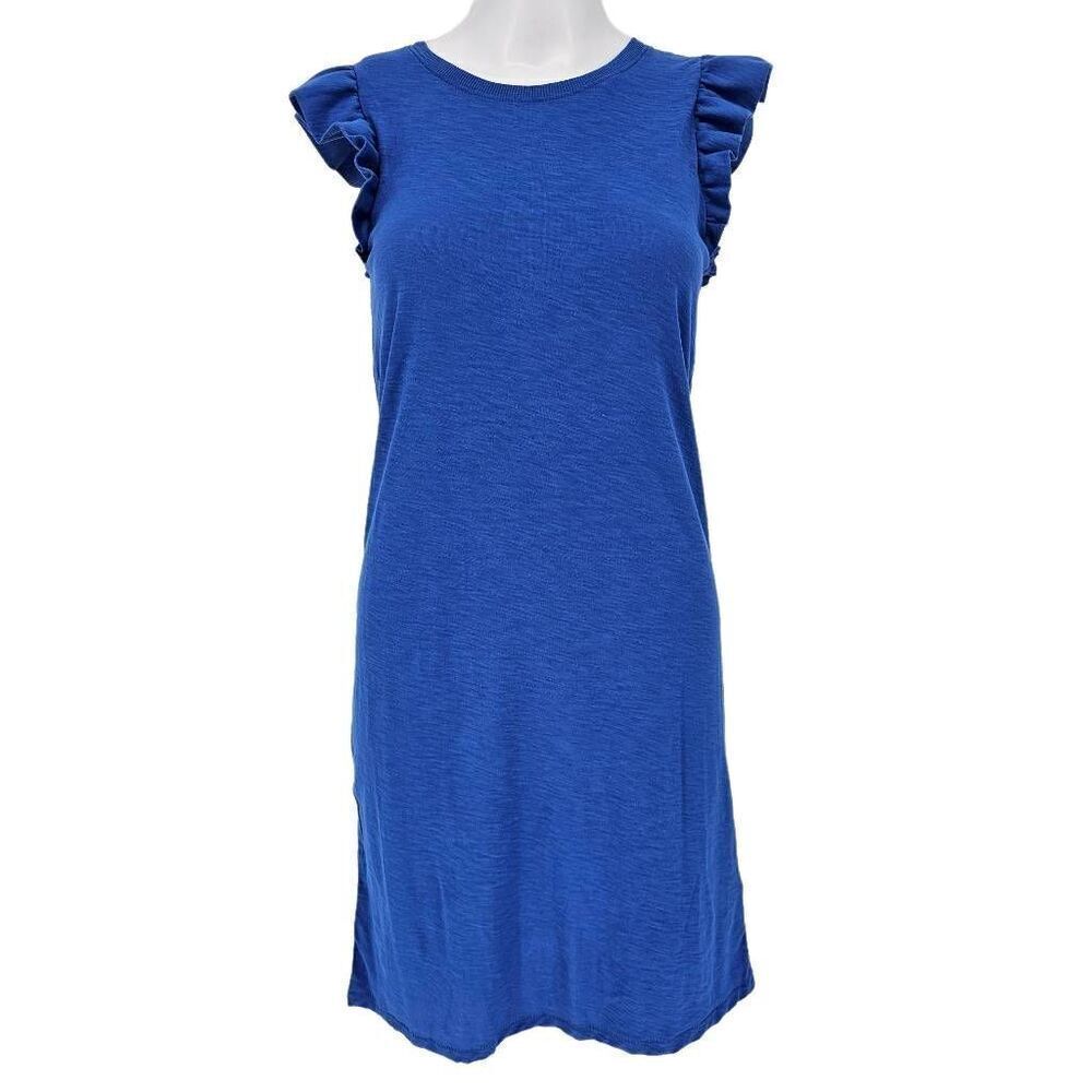 Nation Eliott Flutter Sleeve Pima Dress Blue XS New